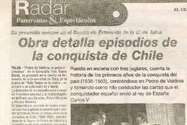 Obra detalla episodios de la conquista de Chile  [artículo]