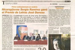 Nicaragûense Sergio Ramìrez ganò el Premio de Letras Josè Donoso  [artículo] Marìa Josè Cabezas.