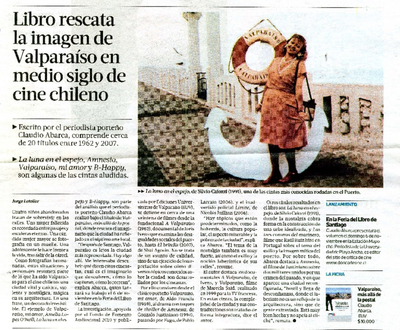 Libro rescata la imagen de Valparaìso en medio siglo de cine chileno  [artículo] Jorge Letelier.