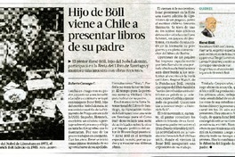 Hijo de Böll viene a Chile a presentar libros de su padre  [artículo] Roberto Careaga C.