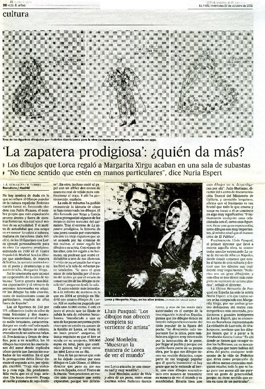 La zapatera prodigiosa ¿quièn da màs?  [artículo] J. A. Montañès.