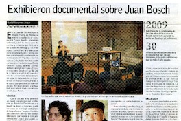 Exhibieron documental sobre Juan Bosch  [artículo] Daniel Navarrete Alvear.