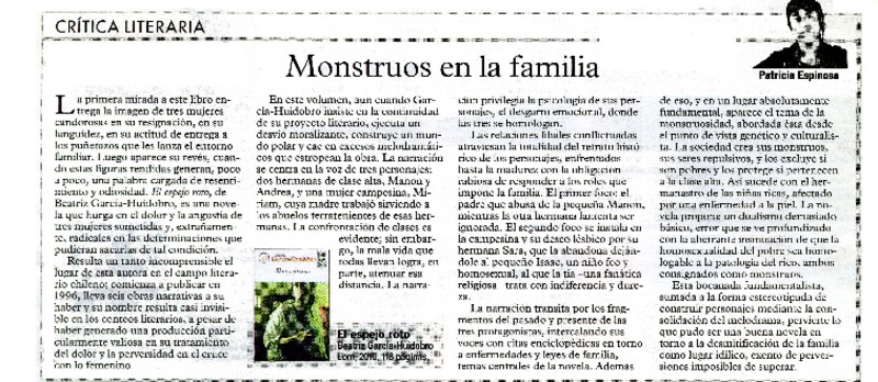Monstruos en la familia  [artículo] Patricia Espinosa.