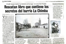 Rescatan libro que contiene los secretos del barrio La Chimba  [artículo] Rodrigo Castillo.