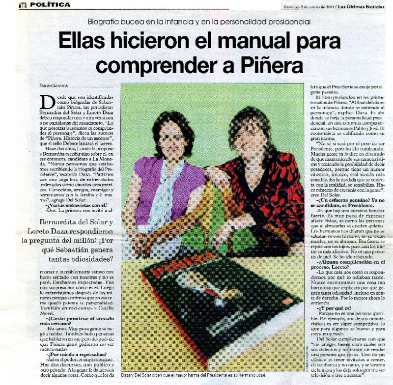 Ellas hicieron el manual para comprender a Piñera  [artículo] Fabián Llanca.