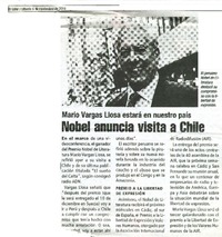 Nobel anuncia visita a Chile  [artículo]