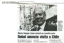 Nobel anuncia visita a Chile  [artículo]