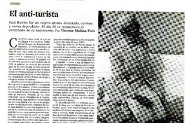 El anti turista  [artículo] Vicente Molina Foix.