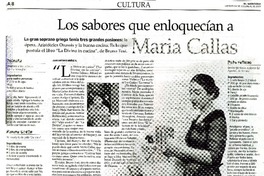 Los sabores que enloquecìan a Maria Callas  [artículo] Juan Antonio Muñoz H.