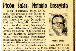Picón Salas, notable ensayista  [artículo] V. M.
