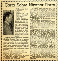 Carta sobre Nicanor Parra  [artículo].