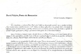 David Valjalo, poeeta sin renuncias  [artículo] Gloria González Melgarejo.