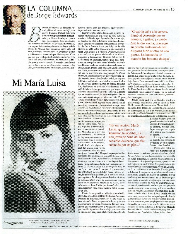 Mi María Luisa  [artículo] Jorge Edwards.