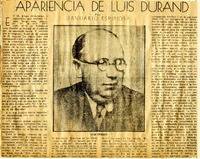 Apariencia de Luis Durand  [artículo] Januario Espinosa.