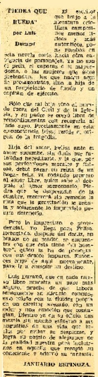 "Piedra que rueda".  [artículo] Januario Espinoza.