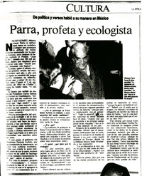 Parra, profeta y ecologista (entrevista)  [artículo] Hugo Gómez.