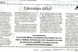 Literatura dificil  [artículo]Juan Guillermo Tejeda