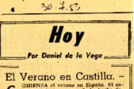 El verano en Castilla  [artículo] Daniel de la Vega