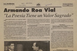Armando Roa Vial, "La poesía tiene un valor sagrado"  [artículo] Jorge Abasolo Aravena.