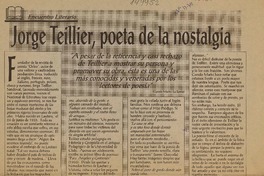 Jorge Teillier, poeta de la nostalgia  [artículo] Camilo Marks.