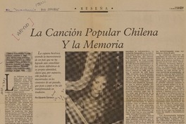La canción popular chilena y la memoria  [artículo] Eduardo Carrasco.