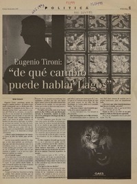 Eugenio Tironi, "De qué cambio puede hablar Lagos"  [artículo] Rafael Gumucio.