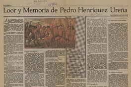 Loor y memoria de Pedro Henríquez Ureña  [artículo] Enrique Lafourcade.