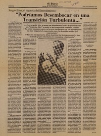 "Podríamos desembocar en una transición turbulenta -- "  [artículo] F.V.D.