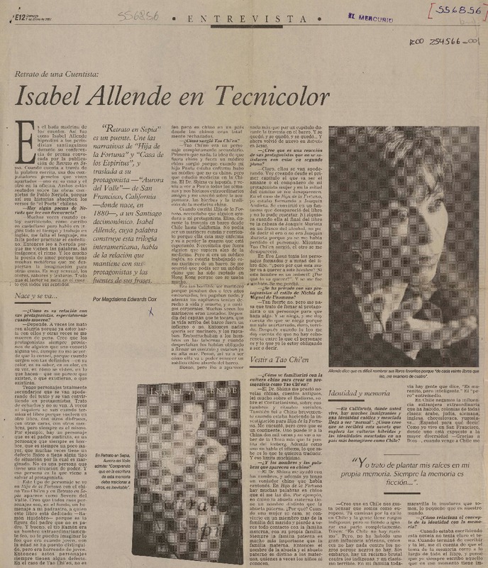 Isabel Allende en tecnicolor  [artículo] Magdalena Edwards Cox