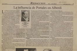 La influencia de Portales en Alberdi  [artículo] Carlos Saúl Menem