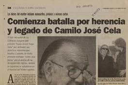 Comienza batalla por herencia y legado de Camilo José Cela  [artículo]