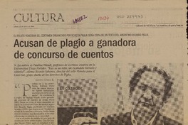 Acusan de plagio a ganadora de concurso de cuentos  [artículo] Andrés Gómez.