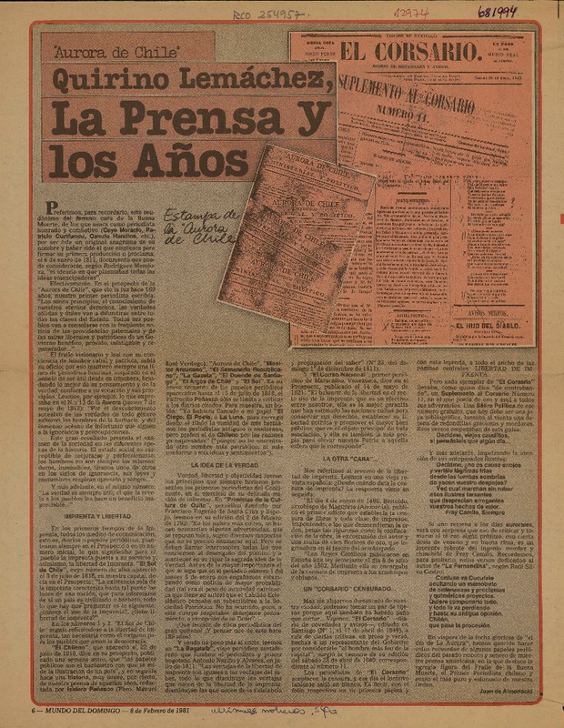 Quirino Lemáchez, la prensa y los años  [artículo] Juan de Almonacid.