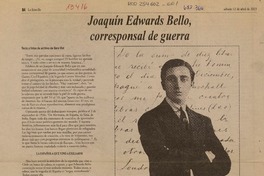 Joaquín Edwards Bello, corresponsal de guerra  [artículo] Sara Vial.