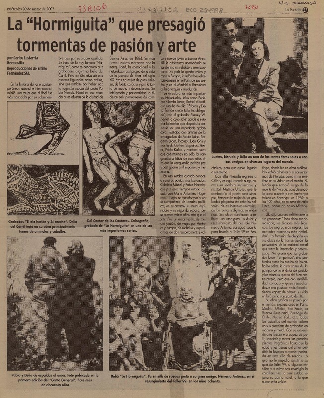 La "hormiguita" que presagió tormentas de pasión y arte  [artículo] Carlos Lastarria Hermosilla.