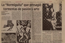 La "hormiguita" que presagió tormentas de pasión y arte  [artículo] Carlos Lastarria Hermosilla.