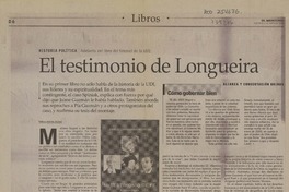 El testimonio de Longueira  [artículo] Pamela Aravena Bolívar.
