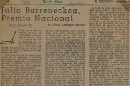 Julio Barrenechea, Premio Nacional  [artículo] Fidel Araneda Bravo.