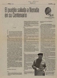 El pueblo saluda a Neruda en su centenario  [artículo] José Osorio.