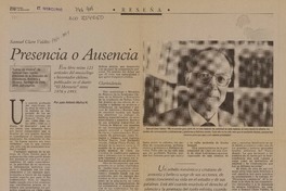 Presencia o ausencia  [artículo] Juan Antonio Muñoz H.