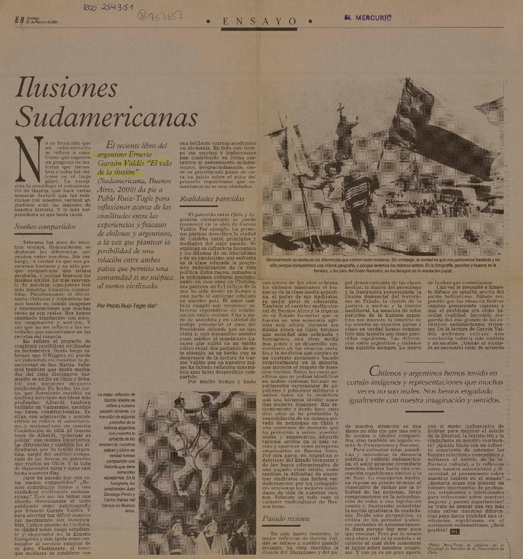 Ilusiones Sudamericanas  [artículo] Pablo Ruiz-Tagle Vial.