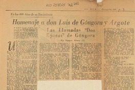Homenaje a don Luis de Góngora y Argote  [artículo] Dámaso Alonso.