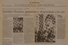 Saddam Hussein, generoso y despiadado a la vez  [artículo] Andrea Desormeaux.