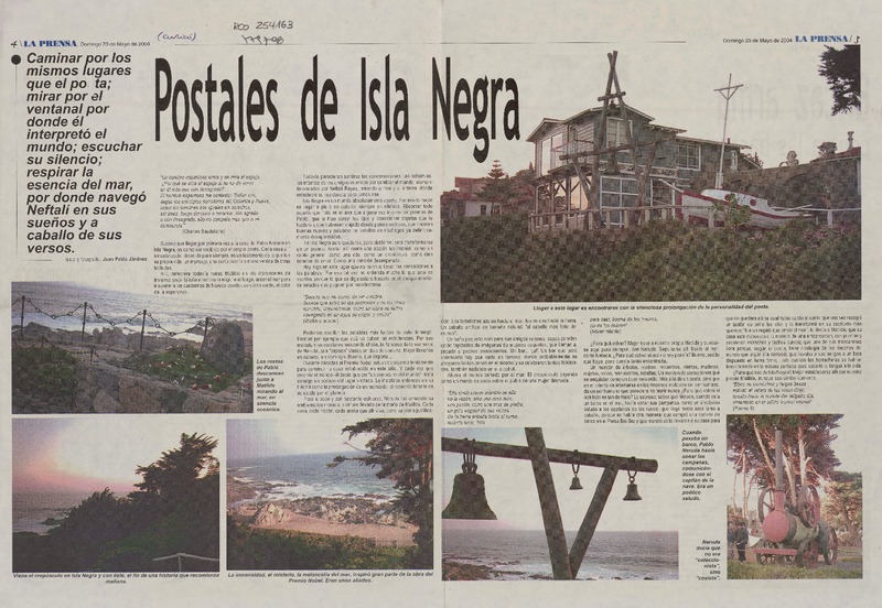 Postales de Isla Negra  [artículo] Juan Pablo Jiménez.