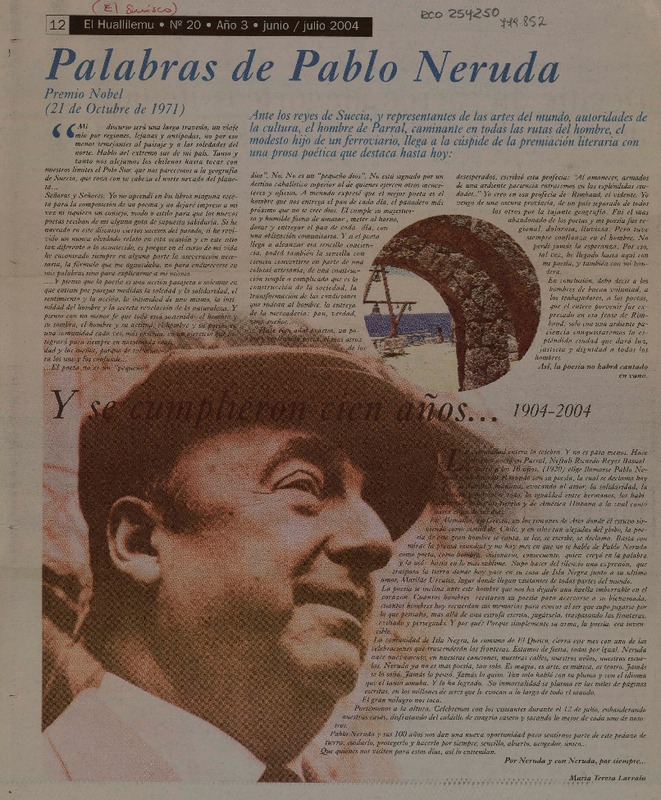 Palabras de Pablo Neruda.  [artículo]