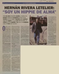 Hernán Rivera Letelier: "soy un hippie de alma"  [artículo] Ximena Orchard.