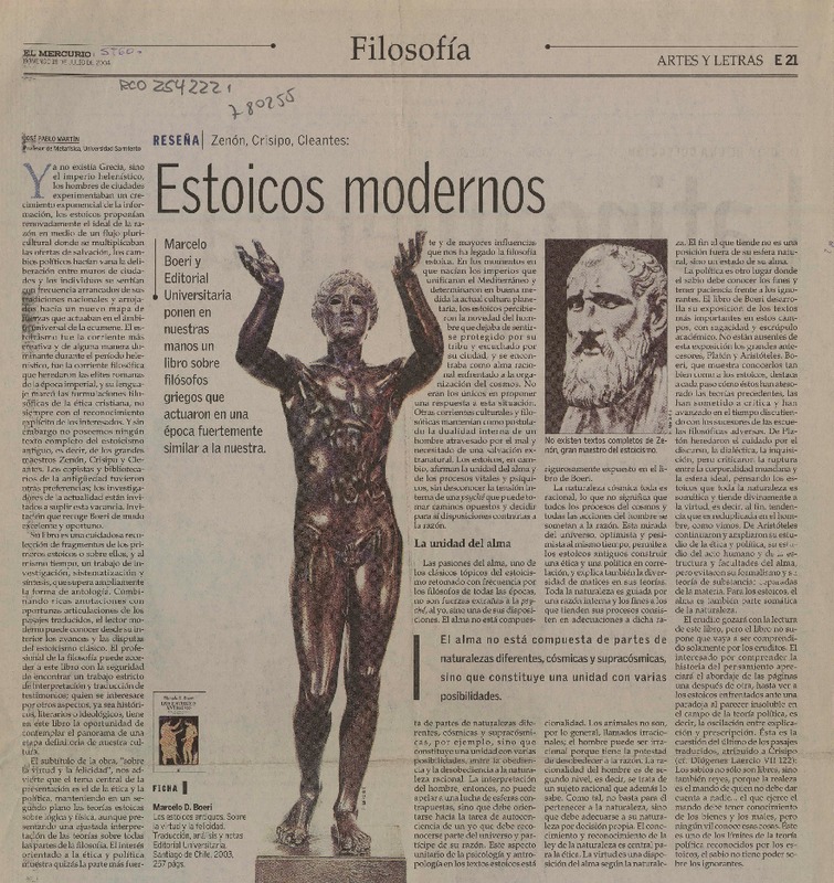 Estoicos modernos  [artículo] José Pablo Martín.