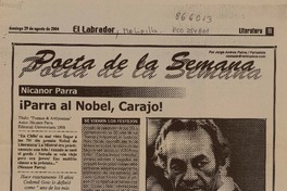 Poeta de la semana : Nicanor Parra  [artículo] por Jorge Andrés Palma.