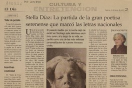 Stella Díaz : la partida de la gran poetisa serenense que marcó las letras nacionales [artículo]