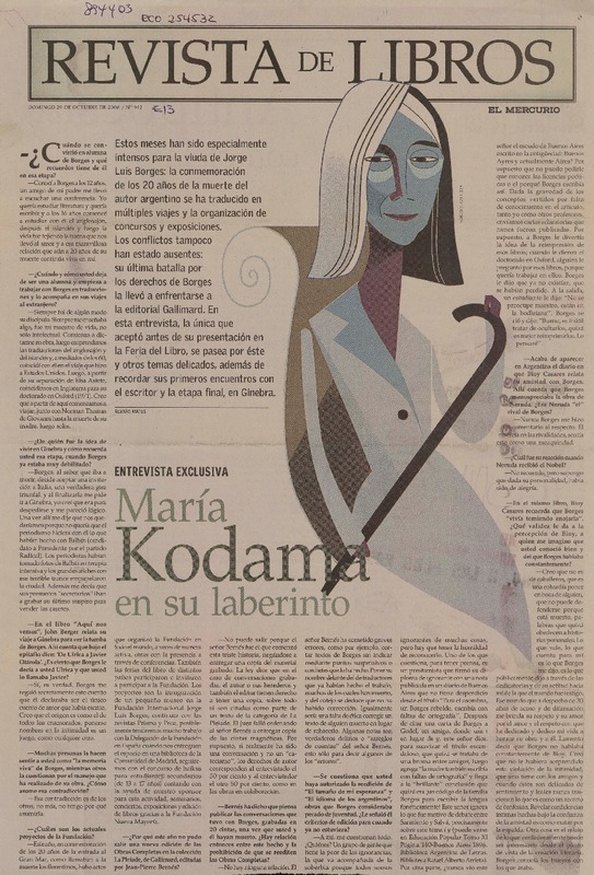 María Kodama en su laberinto (entrevista)  [artículo] Alvaro Matus.